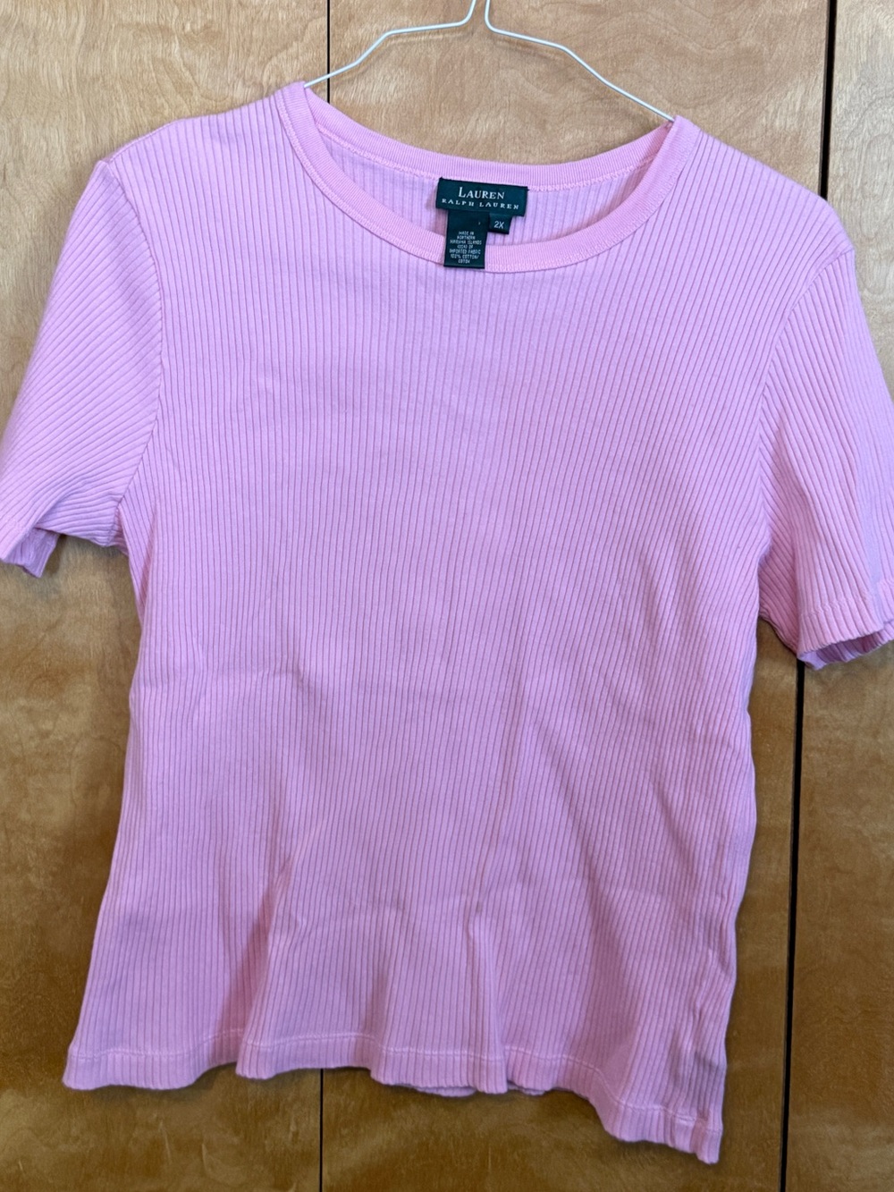 Ralph Lauren Pink Ribbed Short-Sleeve Tee women size 2X